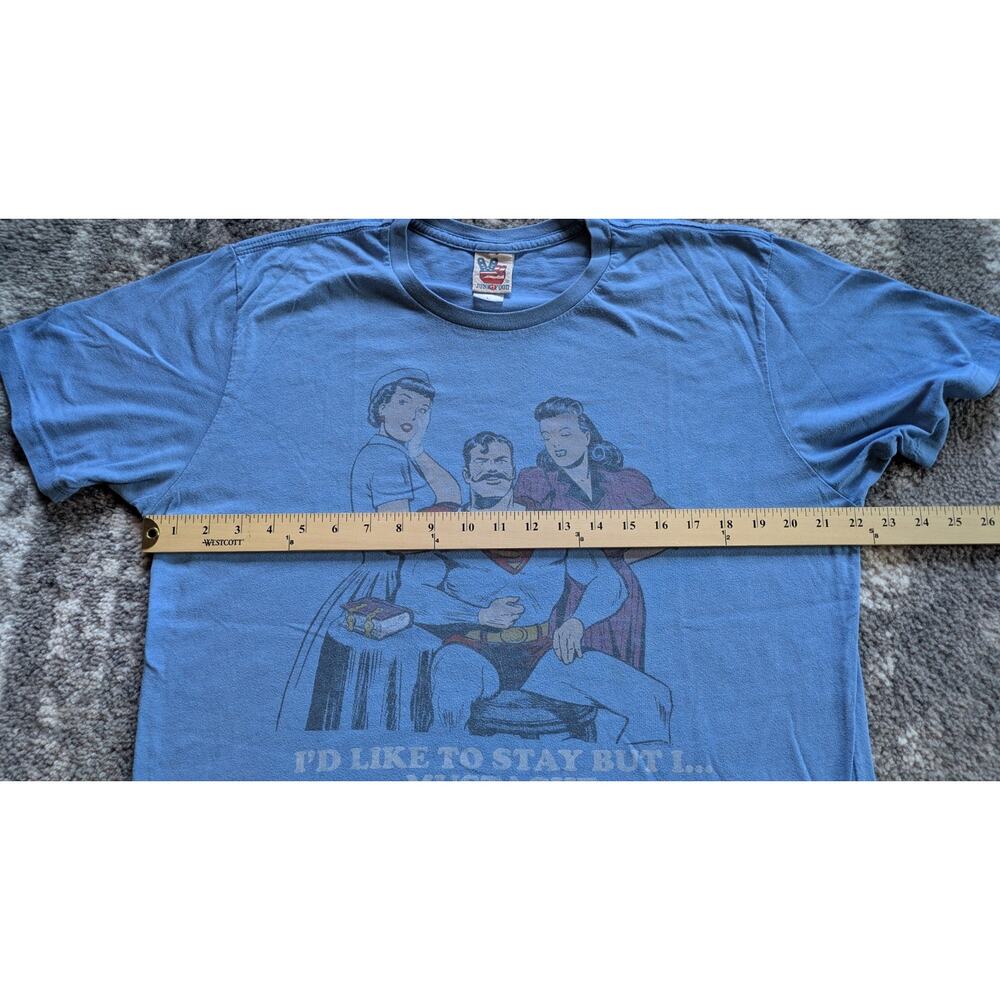 Vintage Junk Food Superman T-Shirt, Blue "Superman Mustache" - Large Made In USA - Picture 7 of 8